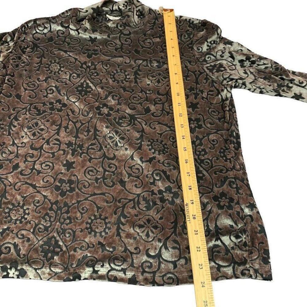 Conrad C Womens Collection Gray Black Floral Design Velvet High Neck LS Top​​​​​ - Picture 7 of 7